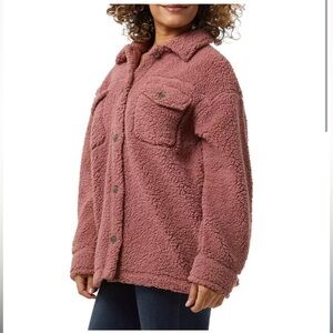 32 DEGREES HEAT NWT Mauve Pink Button Down Sherpa Teddy Jacket Size M/L Cozy